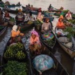 Borneo Indonesia kalimantan Orangután mercado flotante de Banjarmasin