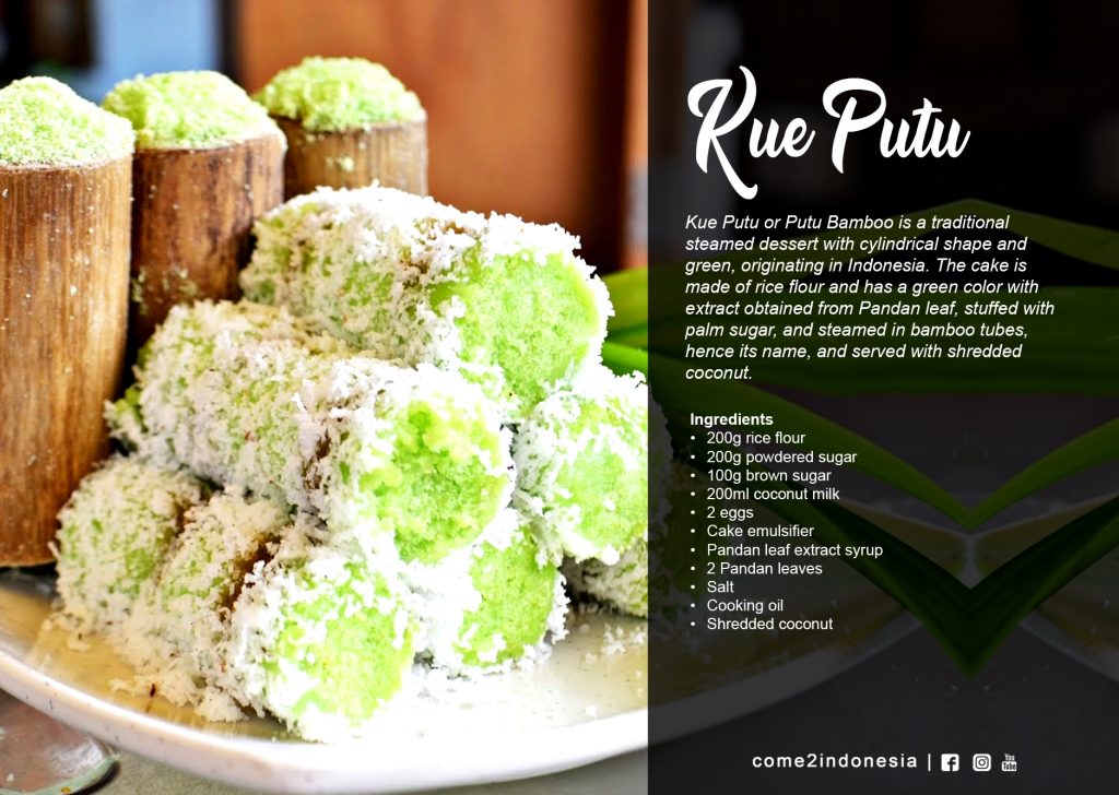 Kue Putu bambu or Indonesian Putu bamboo Cake, traditional cake made from  rice flour, palm sugar, and served with grated coconut Stock Photo | Adobe  Stock