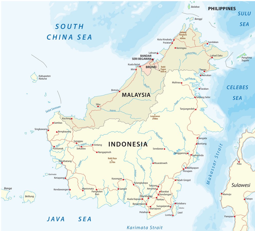 Indonesian Borneo map