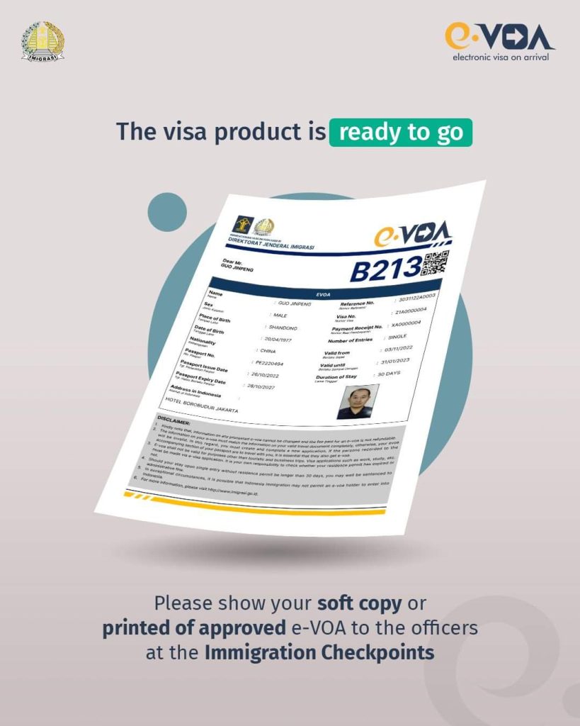 Indonesia tourist visa VOA visa online