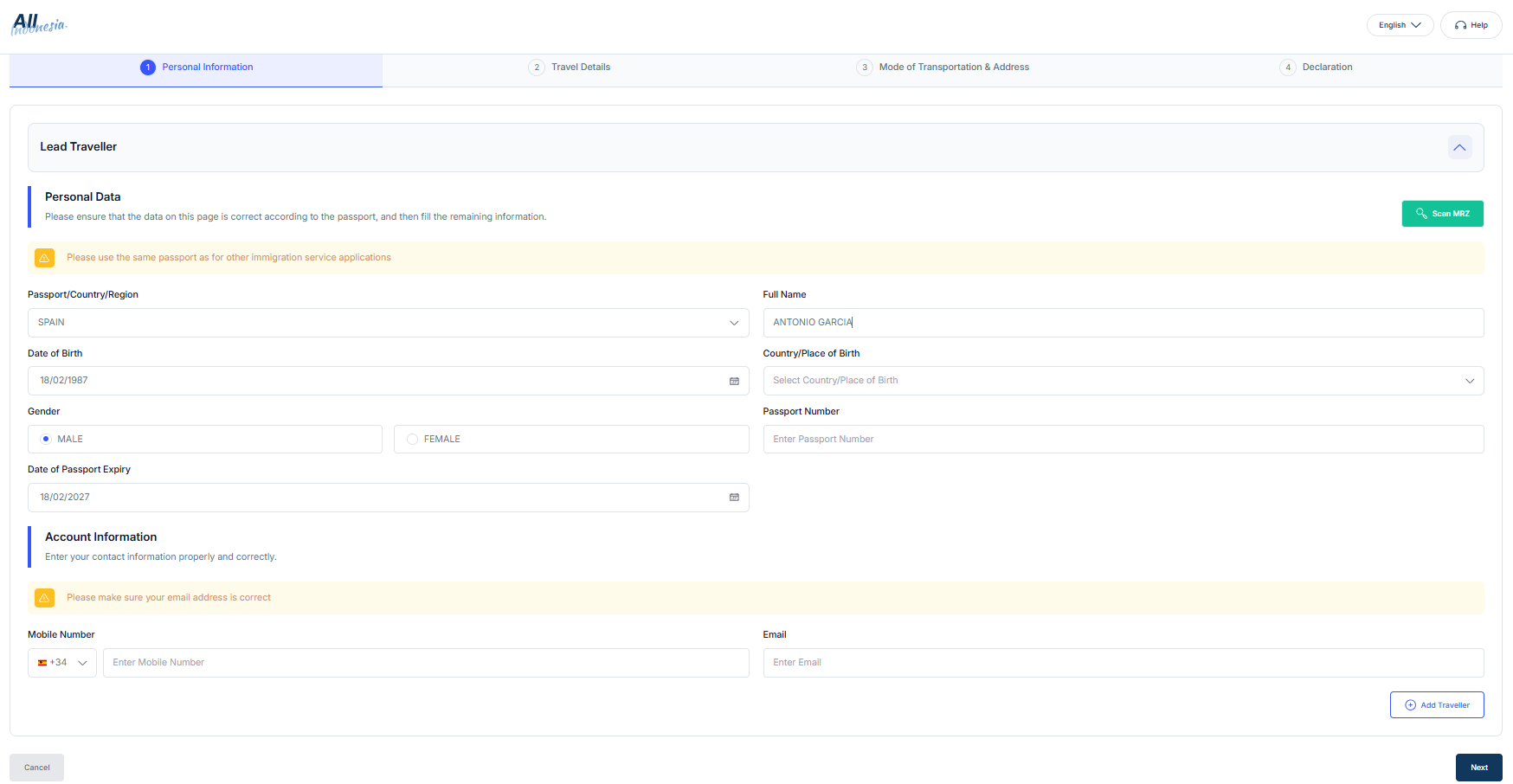 arrival card, arrival declaration, entry card
