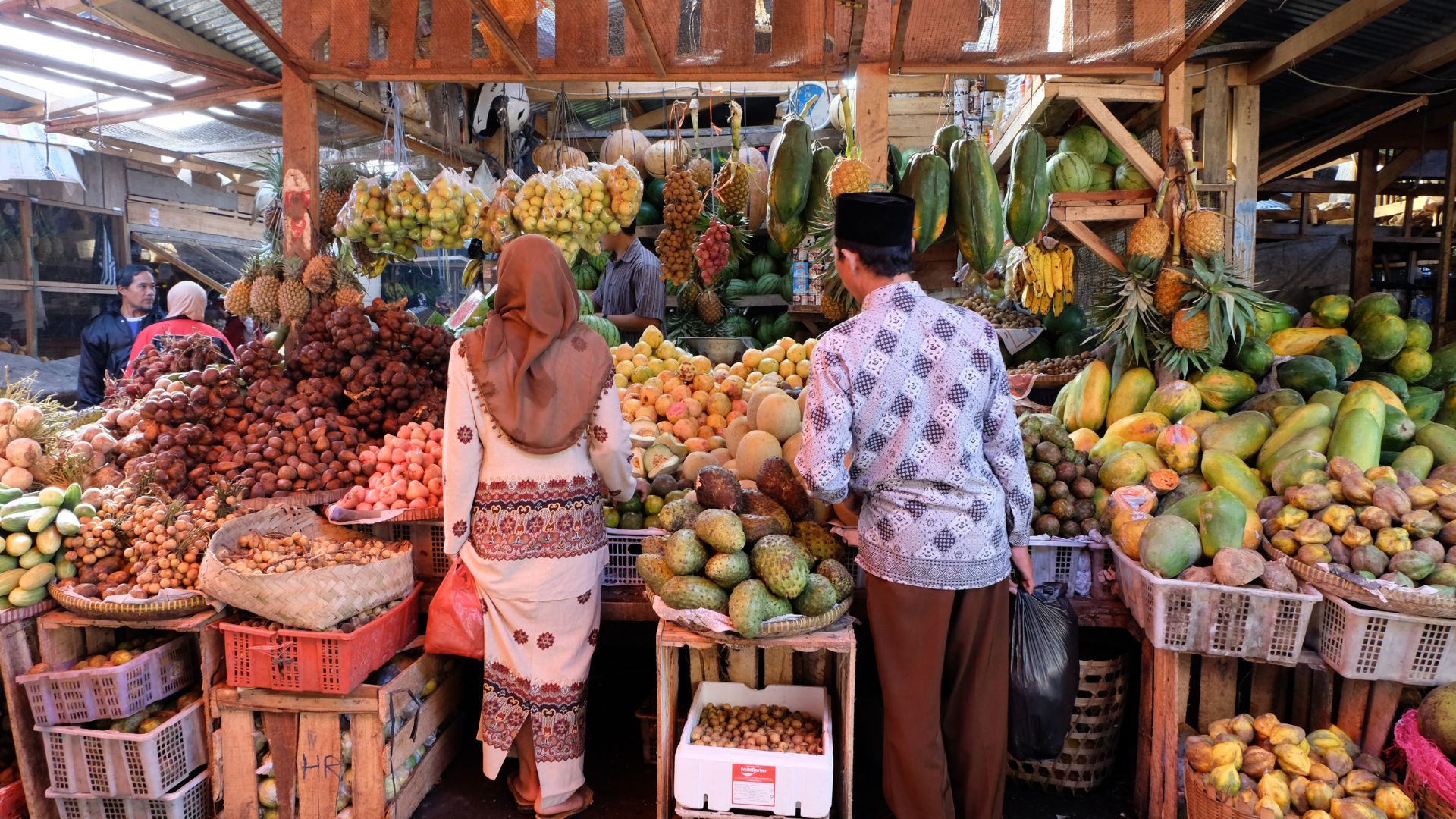 Fruit stand Indonesia, Tropical, Vegetables